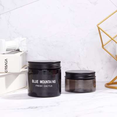 Black 250ml 8oz 500ml 16oz BPA FREE plastic cosmetic facial cream jars body scrub jars with aluminum screw caps