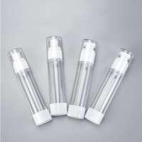 Plastic cosmetic packing white clear airless pump spray bottle 15ml 30ml 50ml free sample