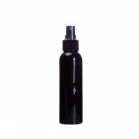 Cosmo round PET plastic 4 oz black spray bottle