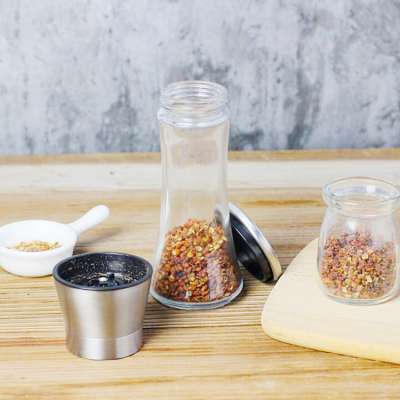 Empty Adjustable Ceramic Salt And Pepper Mill Set With Small Silicone Funnel For Storing Barbecue Seasoning