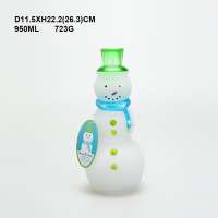 Hand Painted Snowman Shape Mason Glass Jar